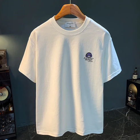 Premium Men's Short Sleeve T-Shirt – 2025 Trendy Embroidered & Printed Casual Top, Breathable & Elastic